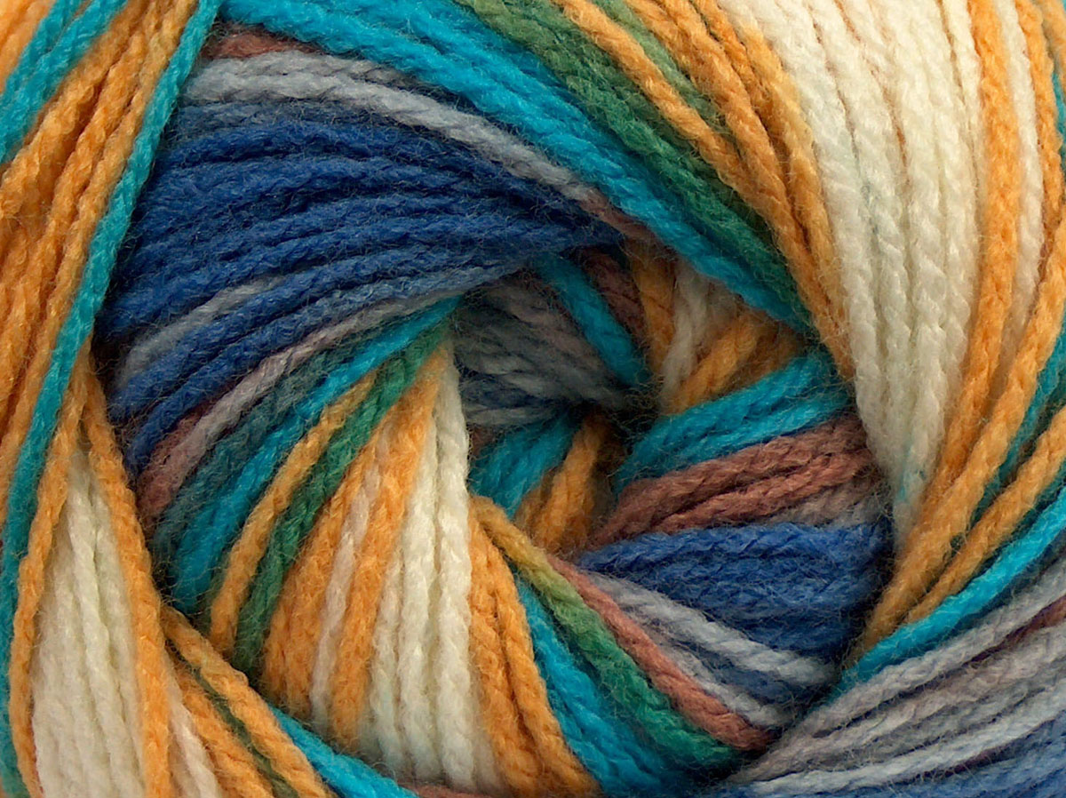 Bruin|Paars|Crème|Turkoois|Goud Zelfstrepende Garens 4x100gr