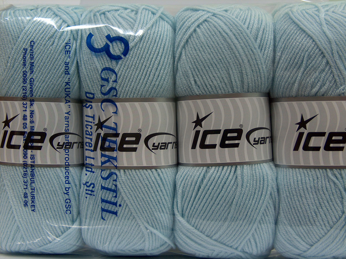 Baby Blauw Wol Garens 4x100gr Antibacterieel 100% Acryl