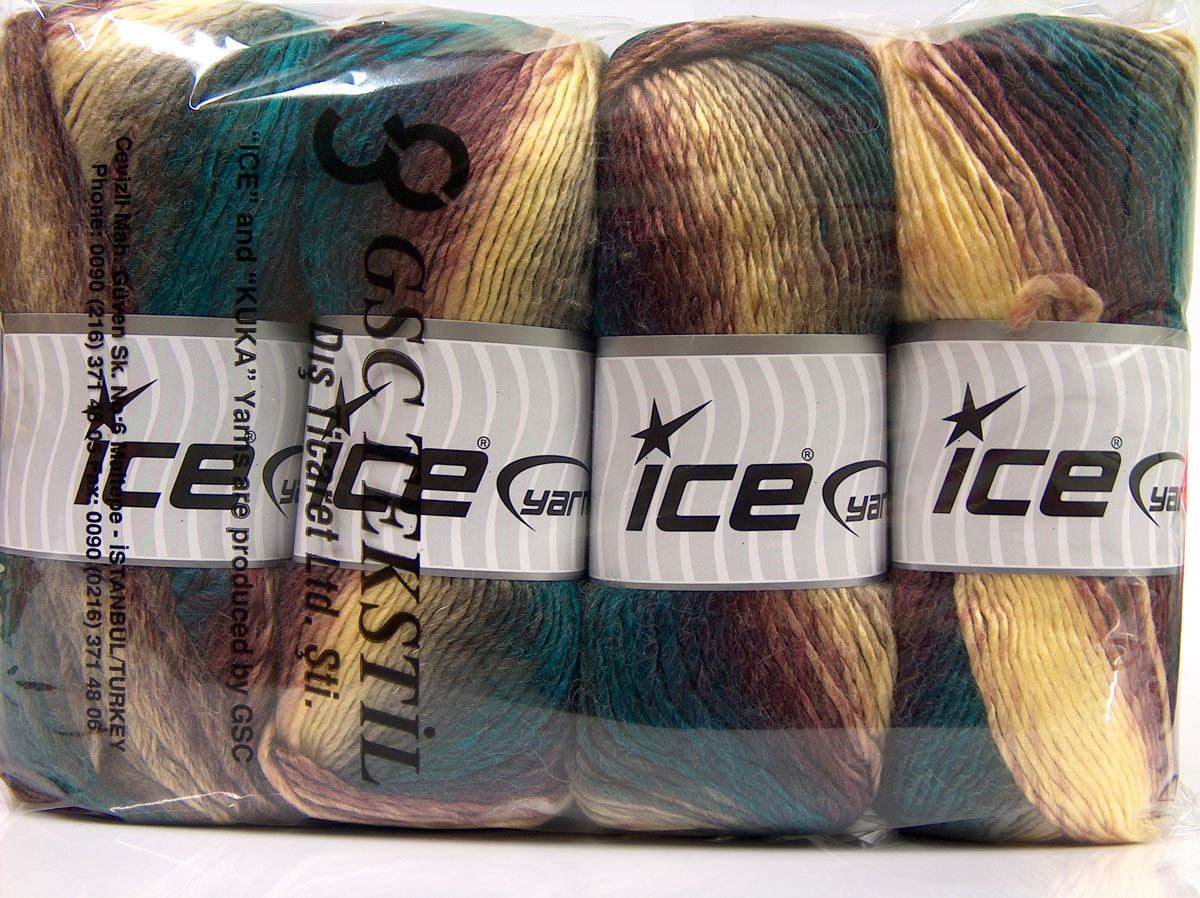 Bruin|Geel|Smaragdgroen Herfst Winter Garens 4x100gr