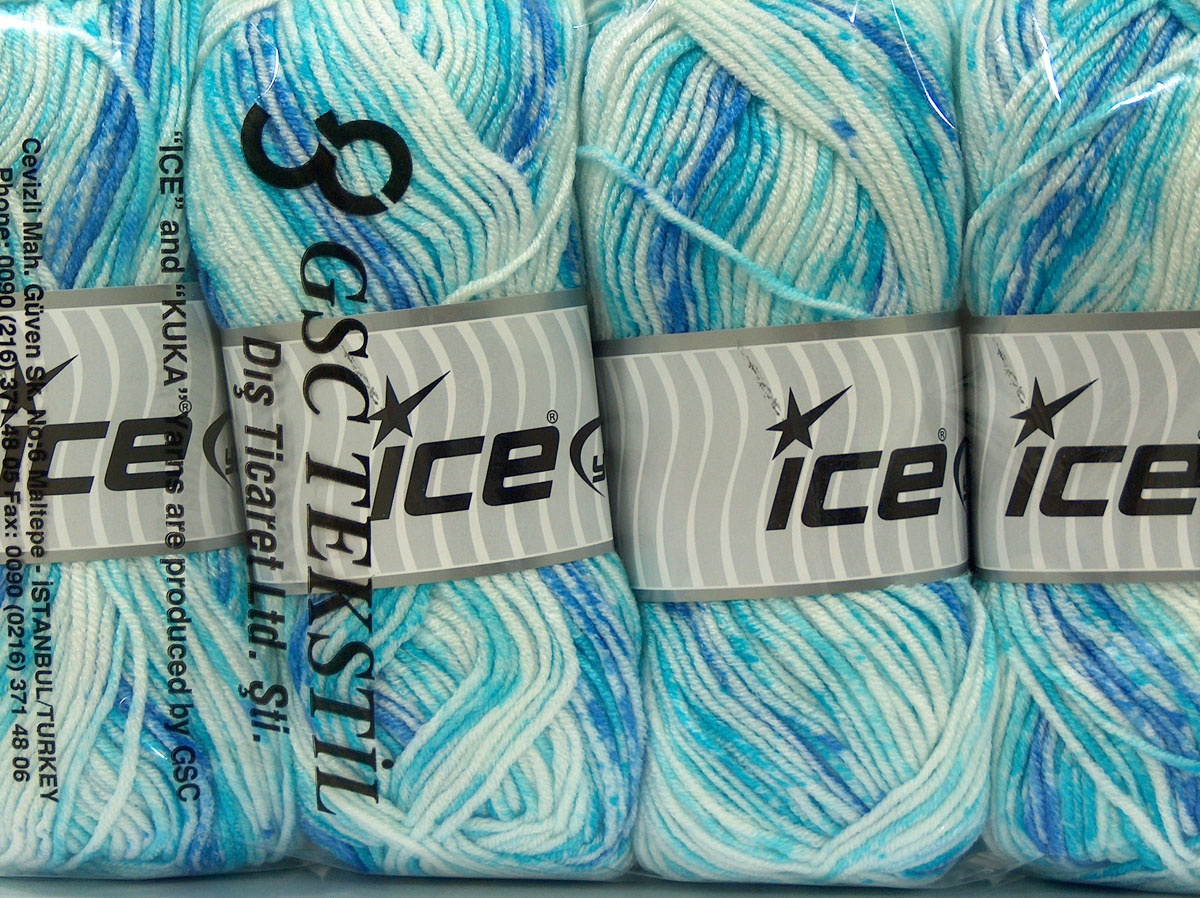 Blauw|Turkoois tinten Baby Garens 4x100gr