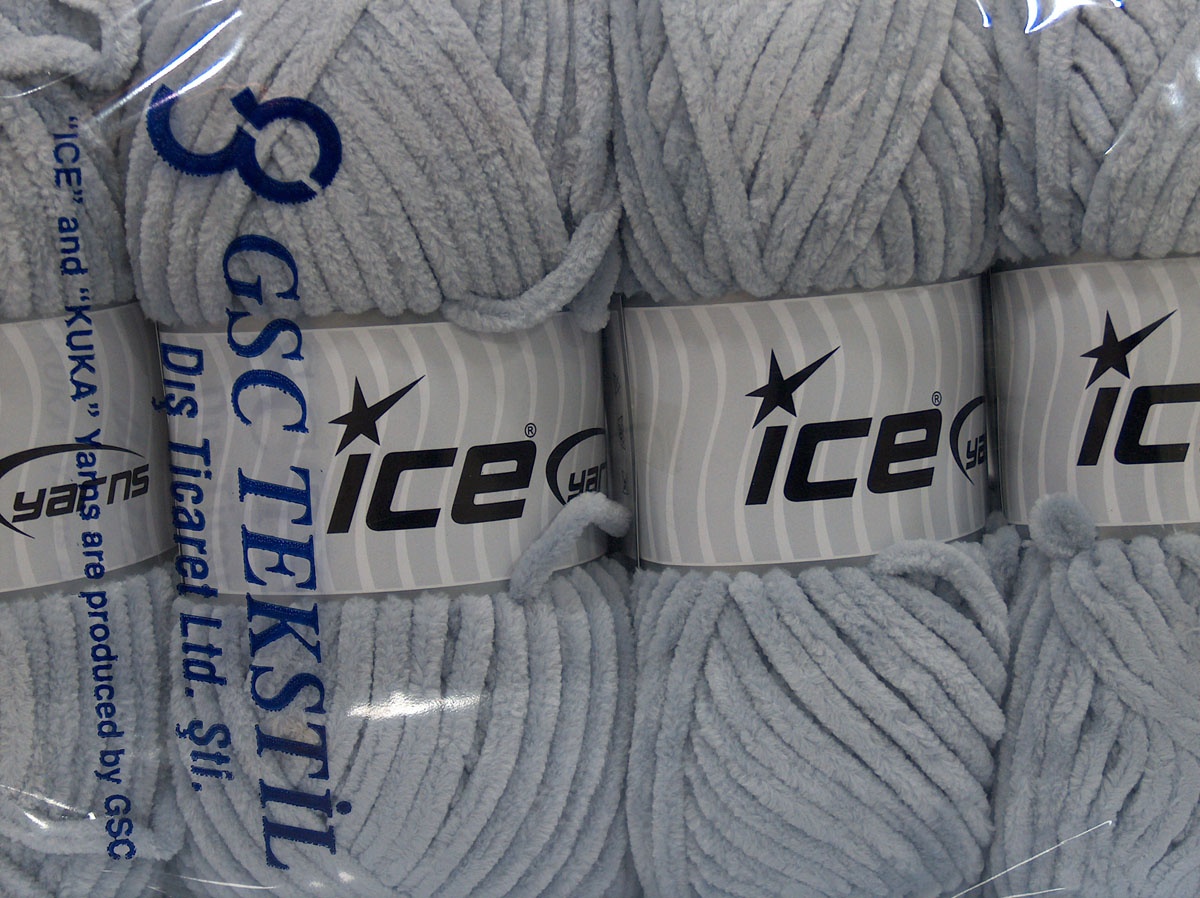 Licht Grijs Chenille Yarns 4x100gr