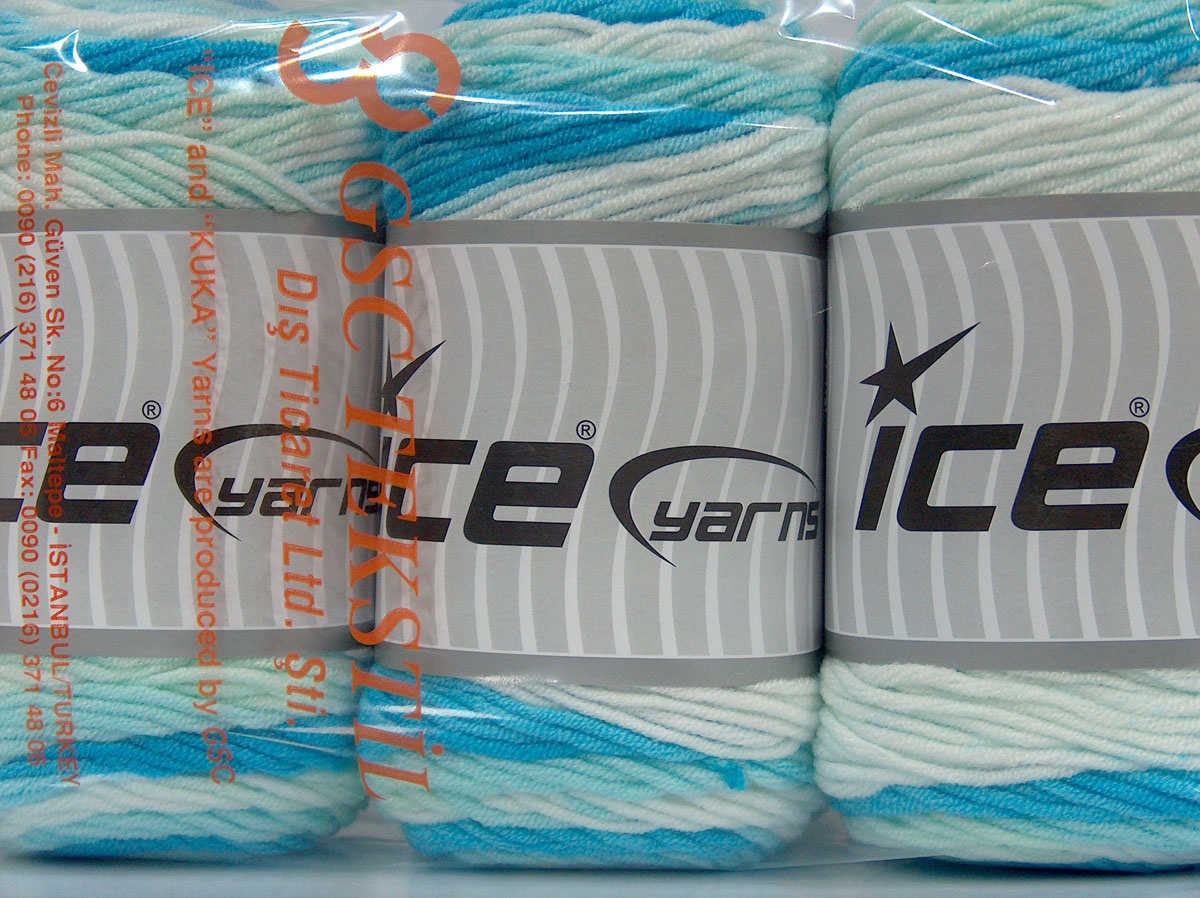 Wit|Mint Groen|Baby Blauw Cakes Yarns 3x100gr