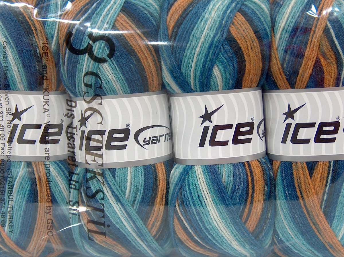 Kameel|Blauw Tinten Sokkengarens 4x100gr
