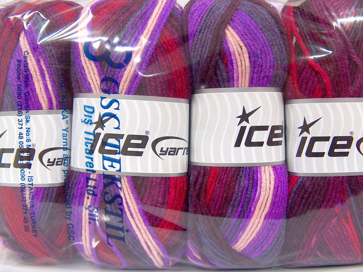 Rood|Lila|Bordeaux Baby Garens 4x100gr