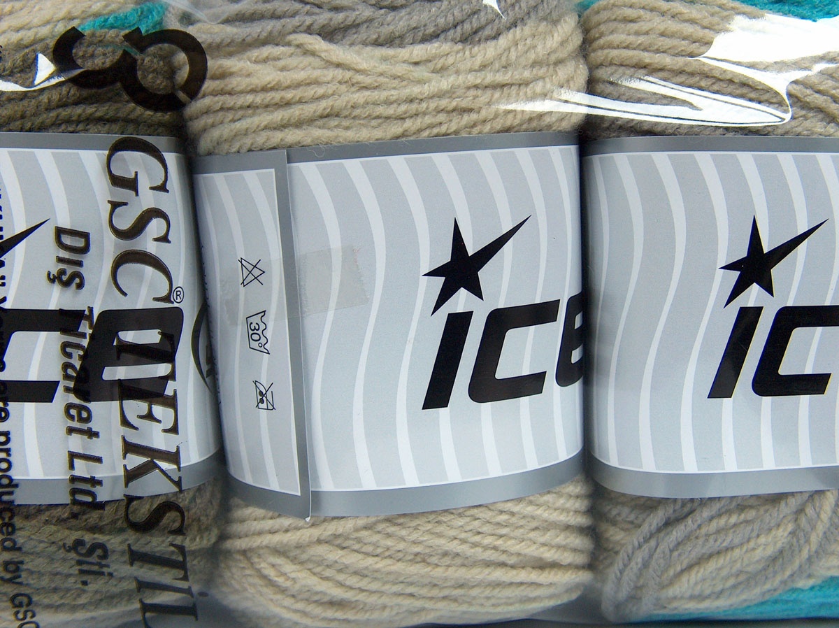 Crème|Turkoois|Khaki|Beige|Licht Camel Cakes Yarns 3x100gr