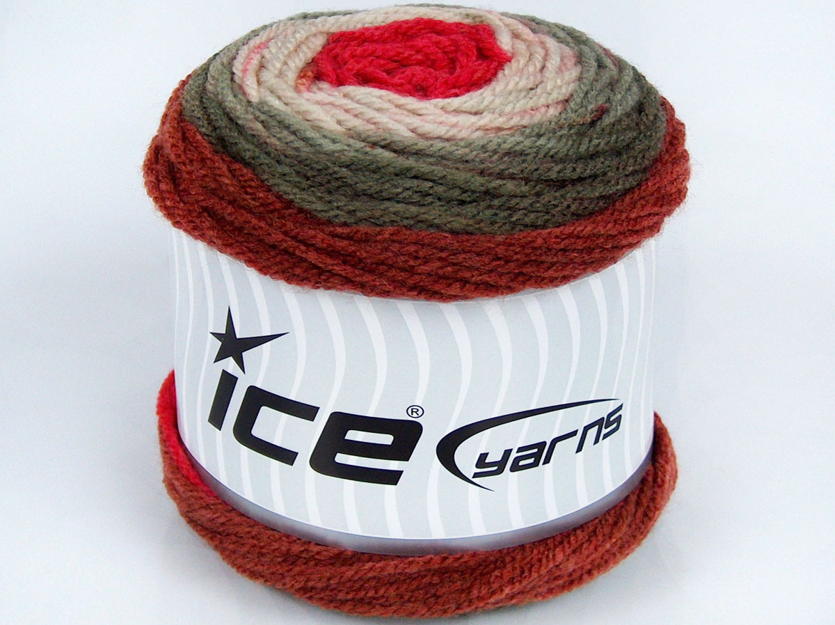 Rood|Khaki|Koper|Beige Cakes Yarns 3x100gr