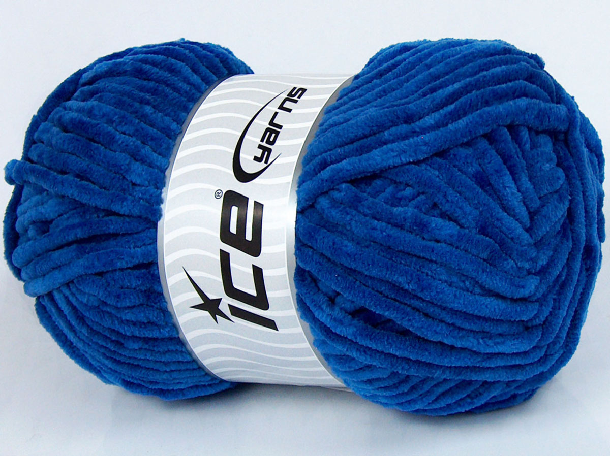 Blauw Chenille Dikke Garens 4x100gr Naalddikte 6-7mm
