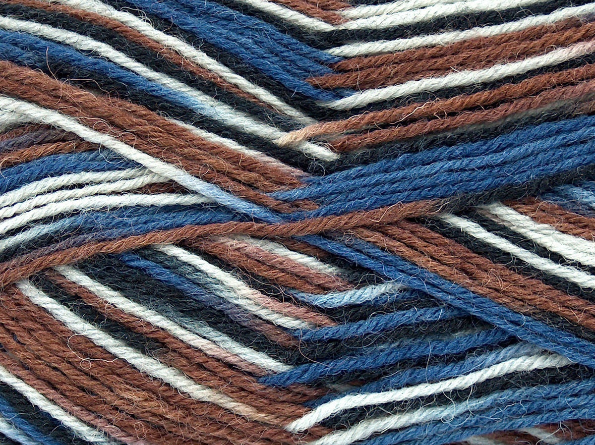 Bruin|Zwart|Blauw|Licht Grijs Sokkengarens 8x50gr