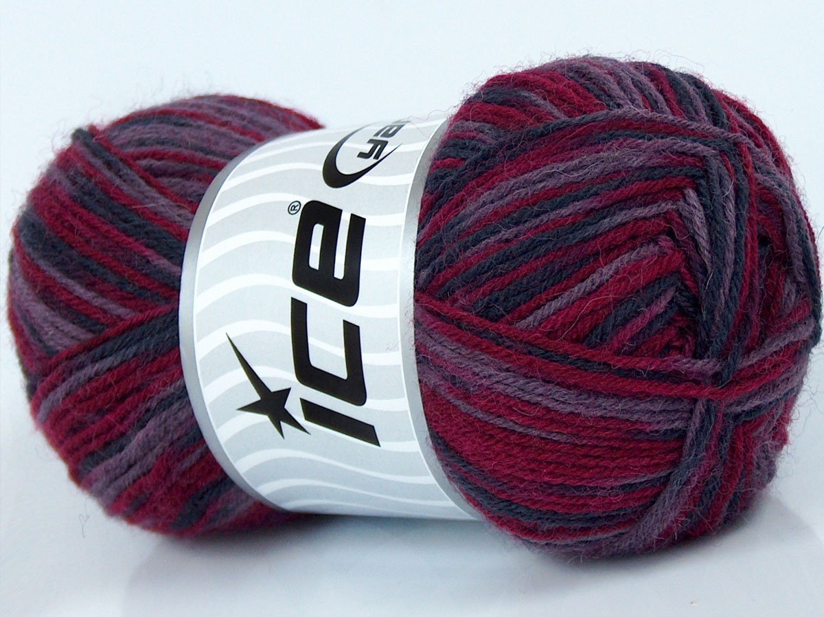 Bordeaux|Donkergrijs|Lavendel Sokkengarens 8x50gr