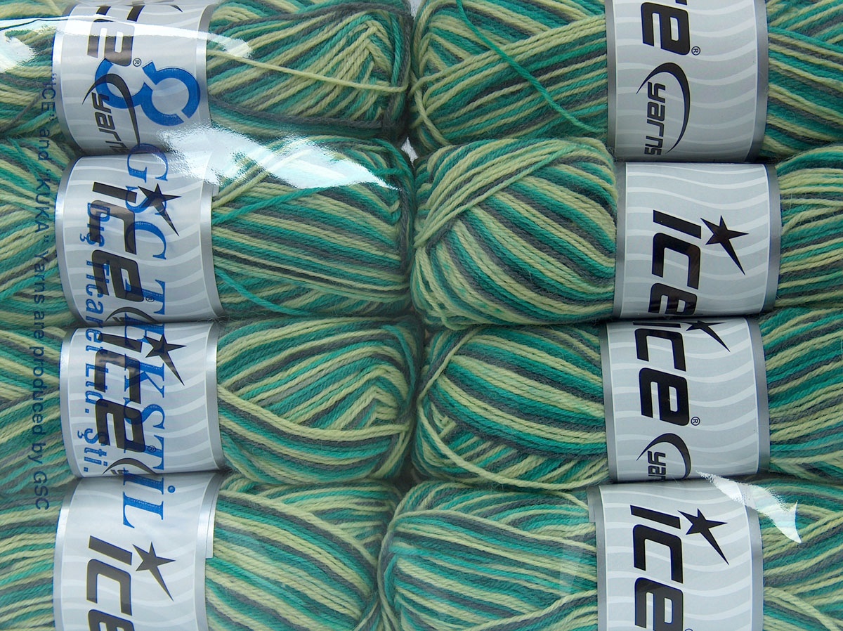 Grijs|Groen Tinten Sokkengarens 8x50gr