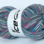 Roze|Blauw|Grijs Tinten Zelfstrepende Garens 4x100gr