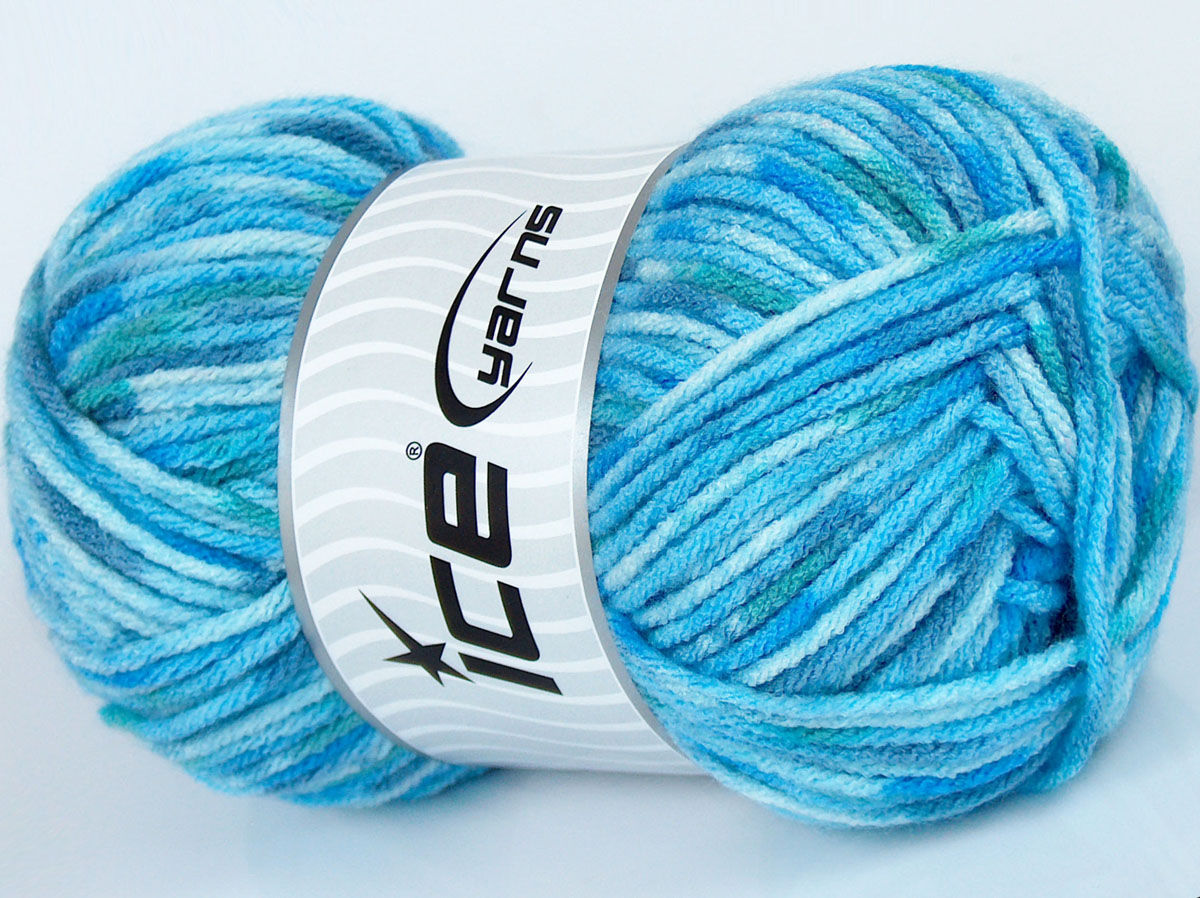 Licht Groen|Blauw Tinten Zelfstrepende Garens 4x100gr