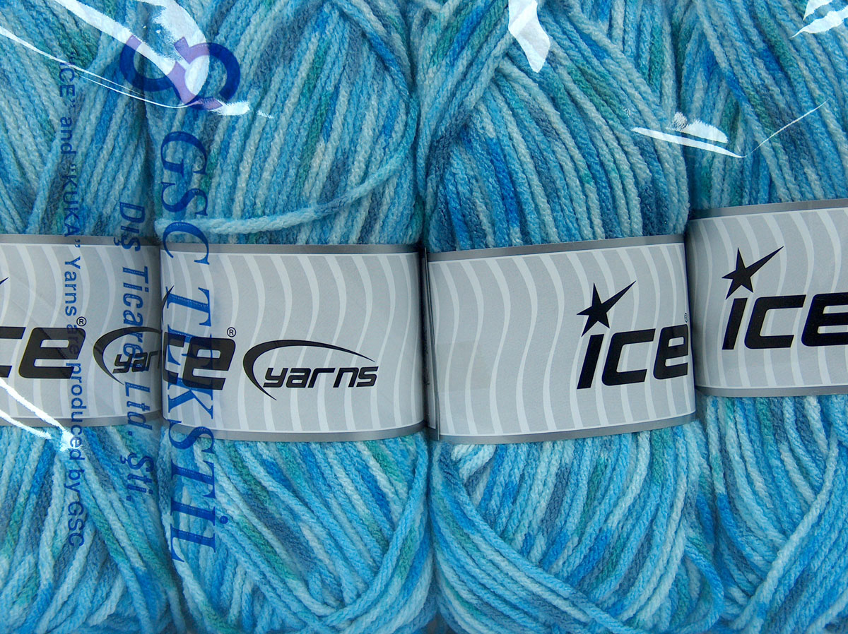 Licht Groen|Blauw Tinten Zelfstrepende Garens 4x100gr