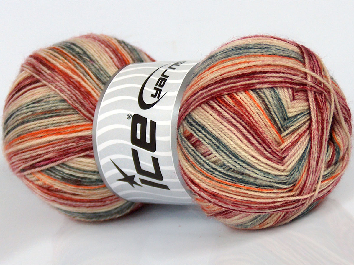 Crème|Oranje tinten|Bordeaux Tinten Sokkengarens 4x100gr