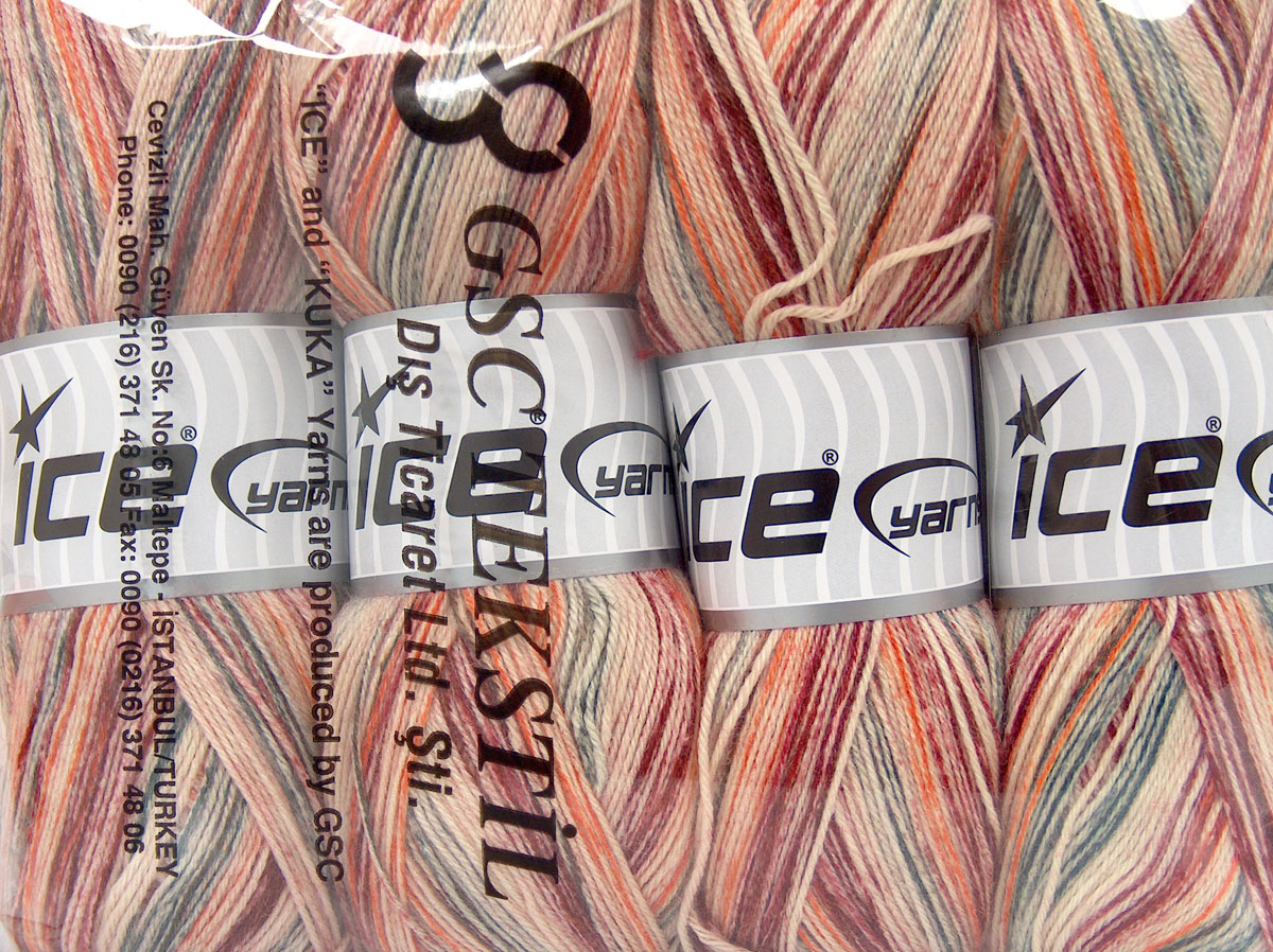 Crème|Oranje tinten|Bordeaux Tinten Sokkengarens 4x100gr