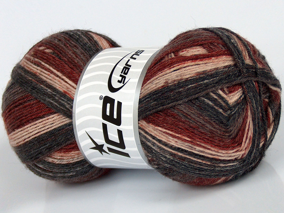 Grijs|Bordeaux Tinten Sokkengarens 4x100gr