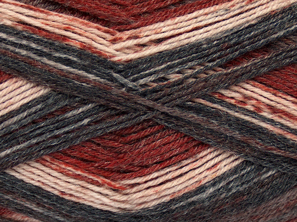 Grijs|Bordeaux Tinten Sokkengarens 4x100gr