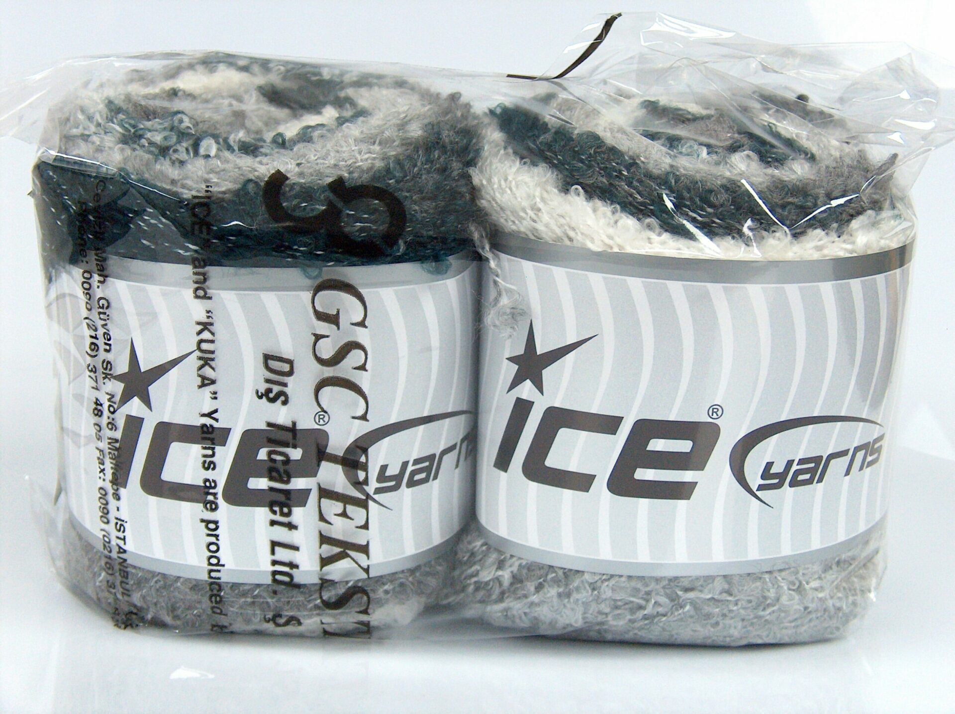 Wit|Licht Grijs|Olieblauw Cakes Yarns 2x150gr