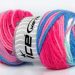 Wit|Roze tinten|Blauw Tinten Zelfstrepende Garens 4x100gr