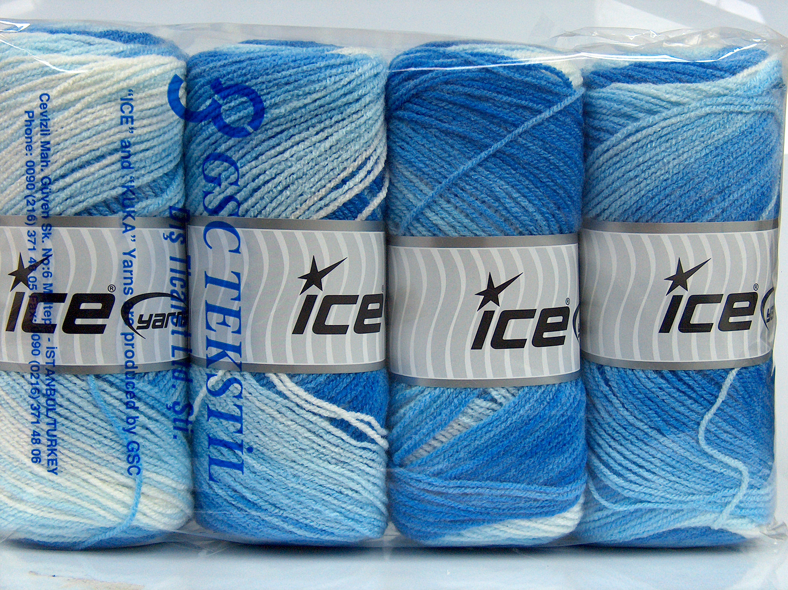 Wit|Blauw Tinten Baby Garens 4x100gr