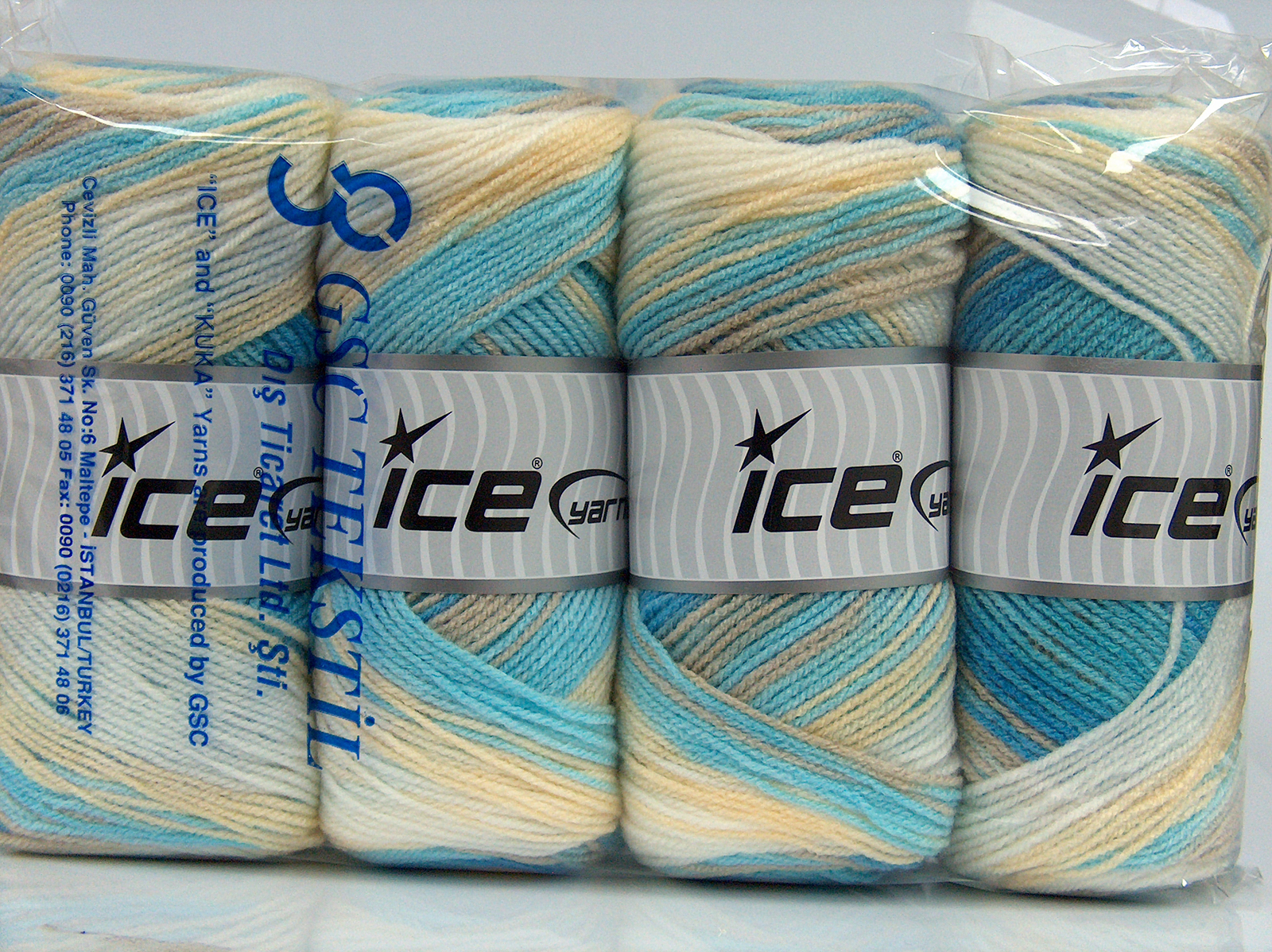 Wit|Crème|Blauw Tinten Baby Garens 4x100gr