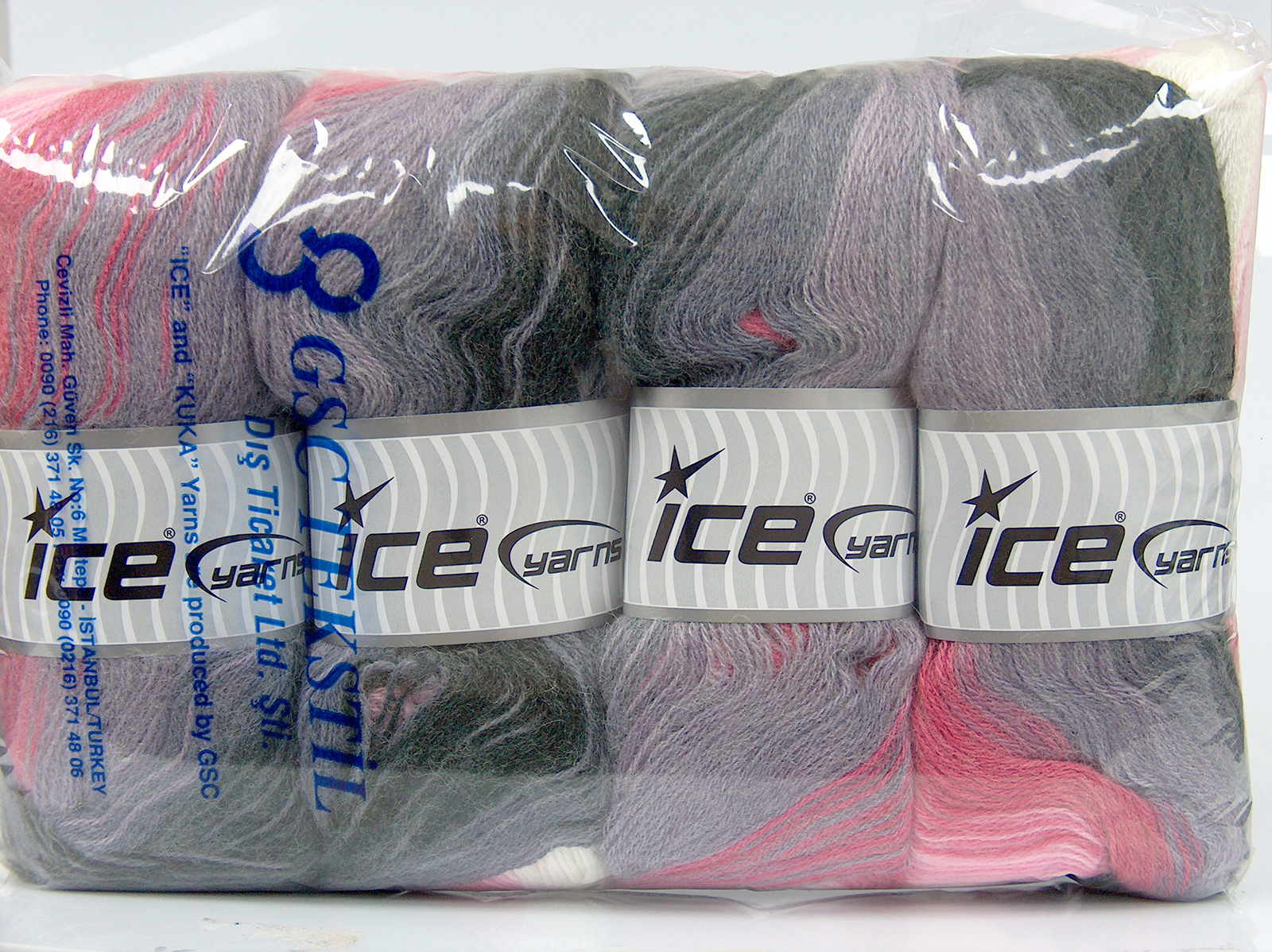 Roze|Zwart|Ecru|Paarse tinten Herfst Winter Garens 4x100gr