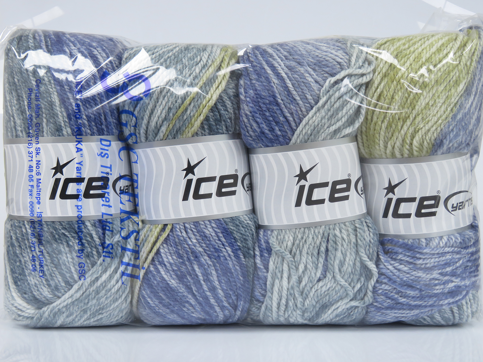 Grijs|Licht Khaki|Lavendel Zelfstrepende Garens 4x100gr