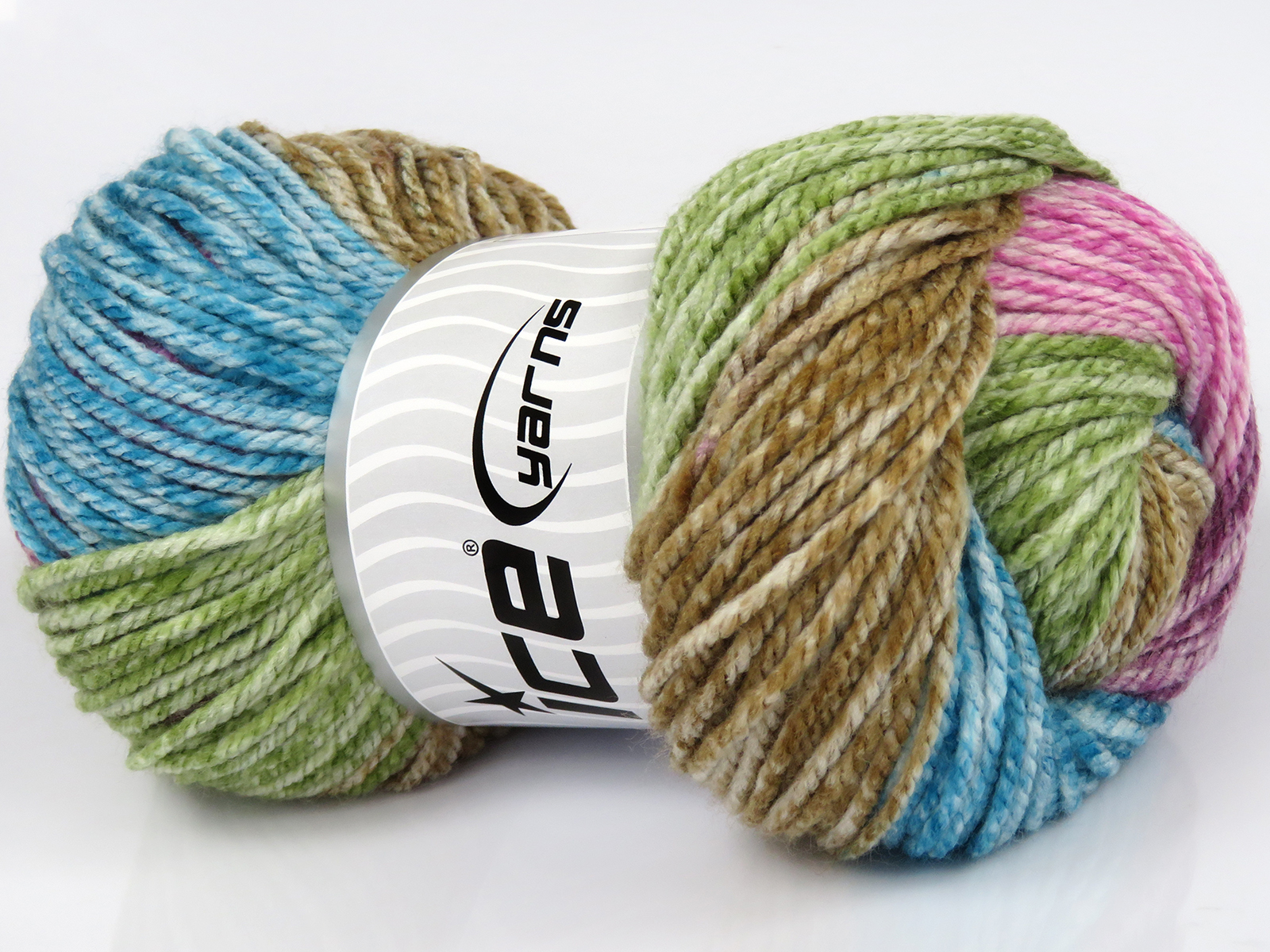 Bruin|Groen|Roze|Turkoois|Kastanjebruin Zelfstrepende Garens 4x100gr