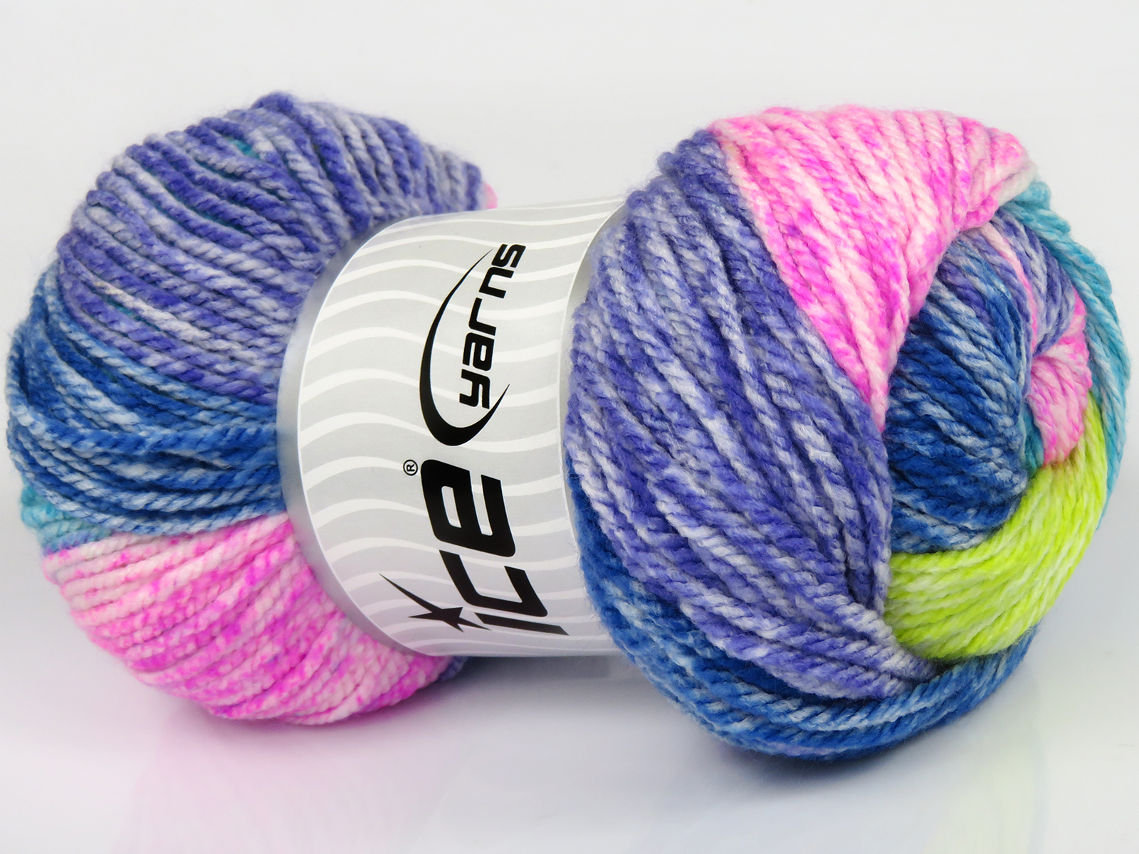 Groen|Roze|Blauw|Paars|Turkoois Zelfstrepende Garens 4x100gr