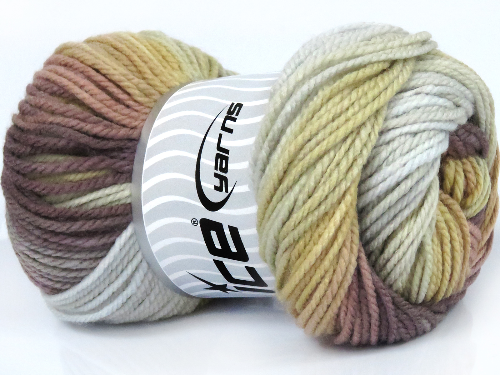 Crème|Kameel|Beige|Kastanjebruine tinten Zelfstrepende Garens 4x100gr