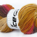 Roze|Paars|Goud|Koper Zelfstrepende Garens 4x100gr
