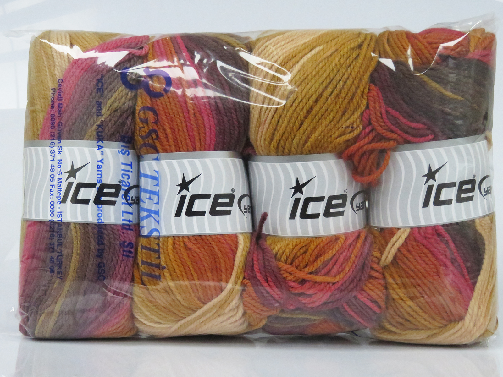 Roze|Paars|Goud|Koper Zelfstrepende Garens 4x100gr