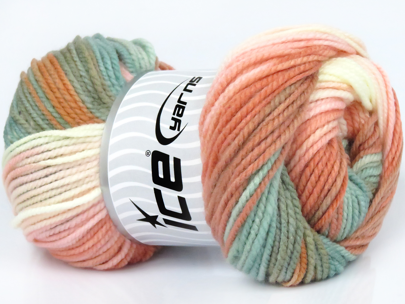 Groen Tinten|Zalm tinten Zelfstrepende Garens 4x100gr