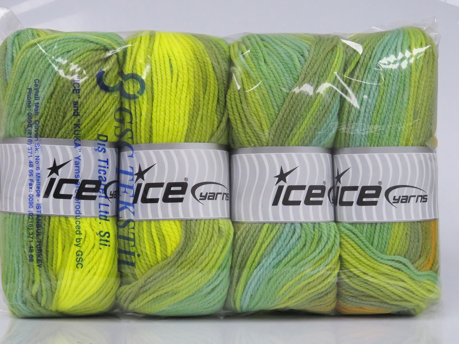 Goud|Groen Tinten Zelfstrepende Garens 4x100gr