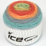 Groen|Blauw|Kameel|Oranje tinten Cakes Yarns 2x150gr