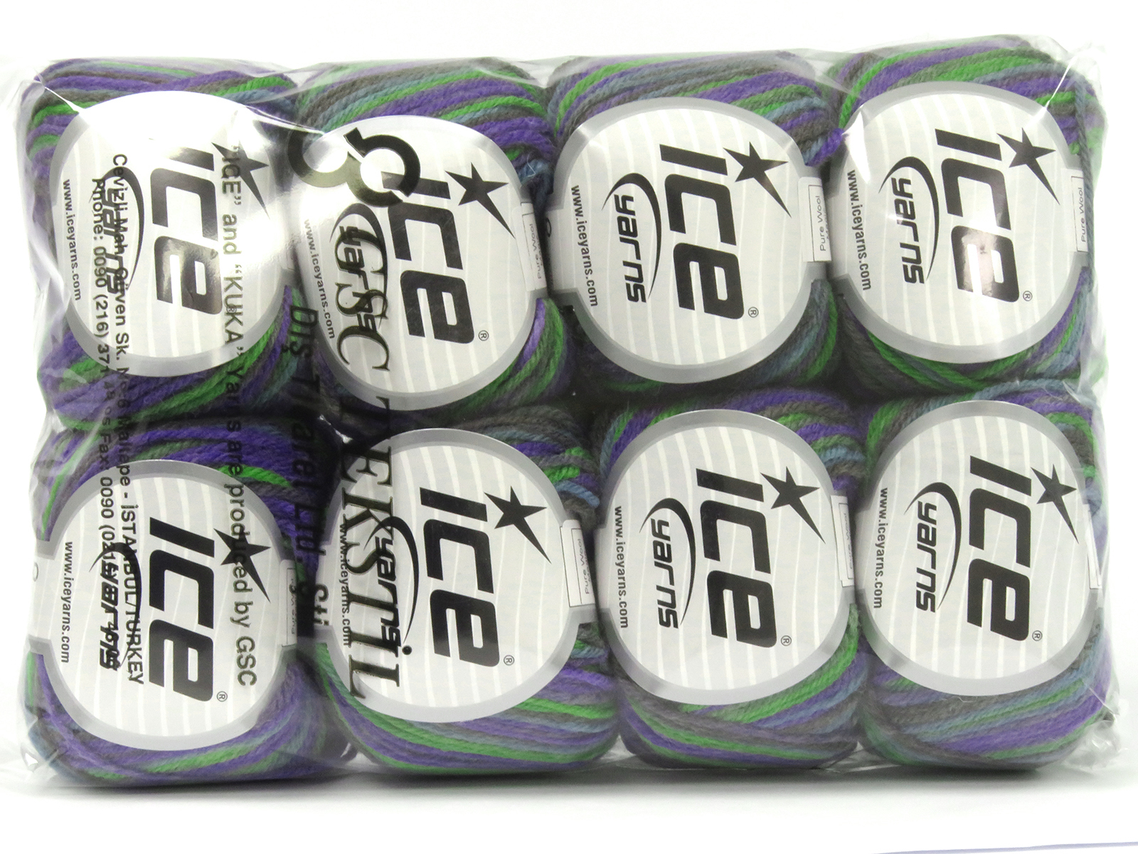 Groen|Blauw|Paars|Grijs Limited Edition Luxury Yarns 8x50gr