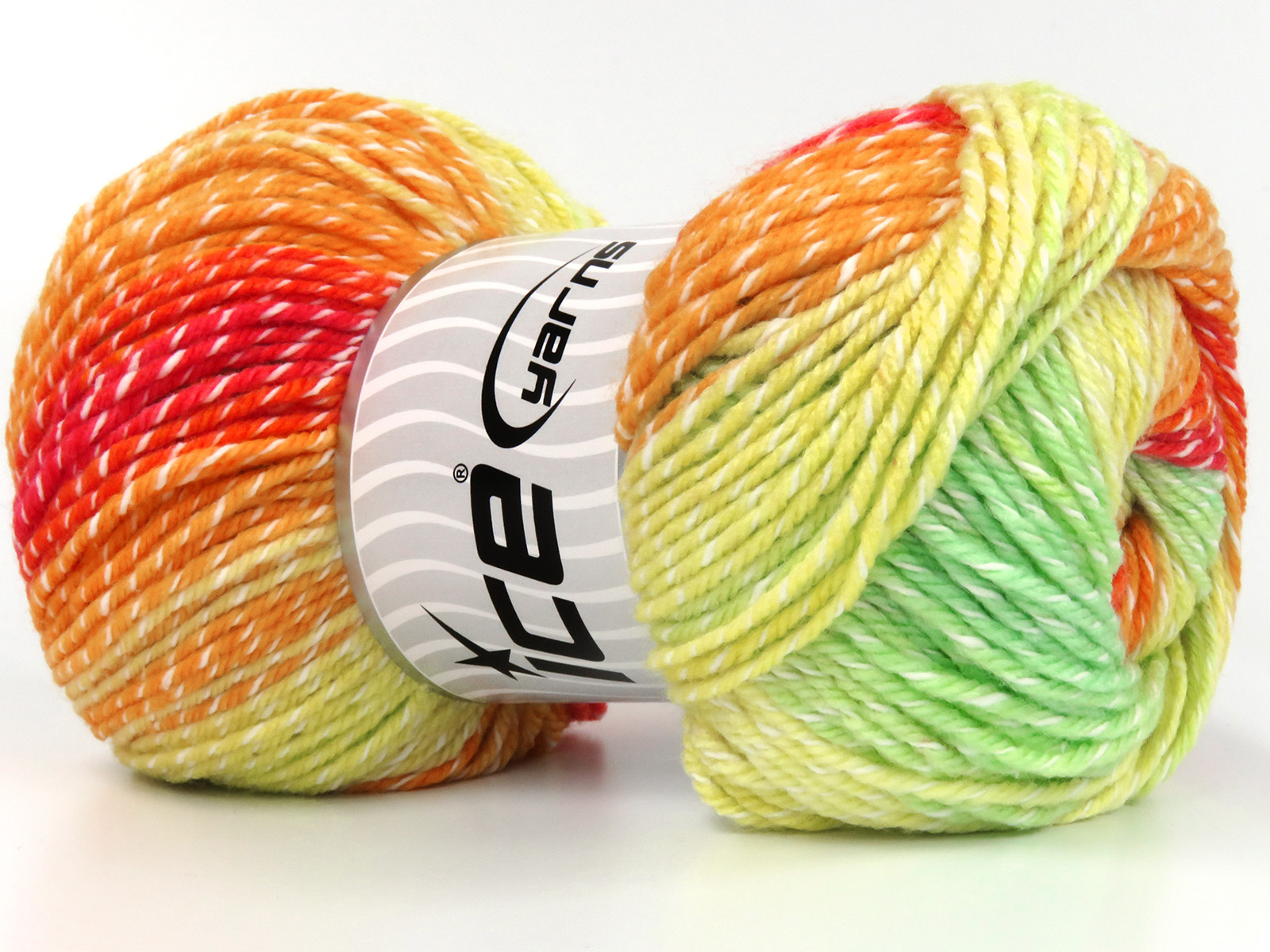 Wit|Rood|Oranje|Groen Tinten Zelfstrepende Garens 4x100gr