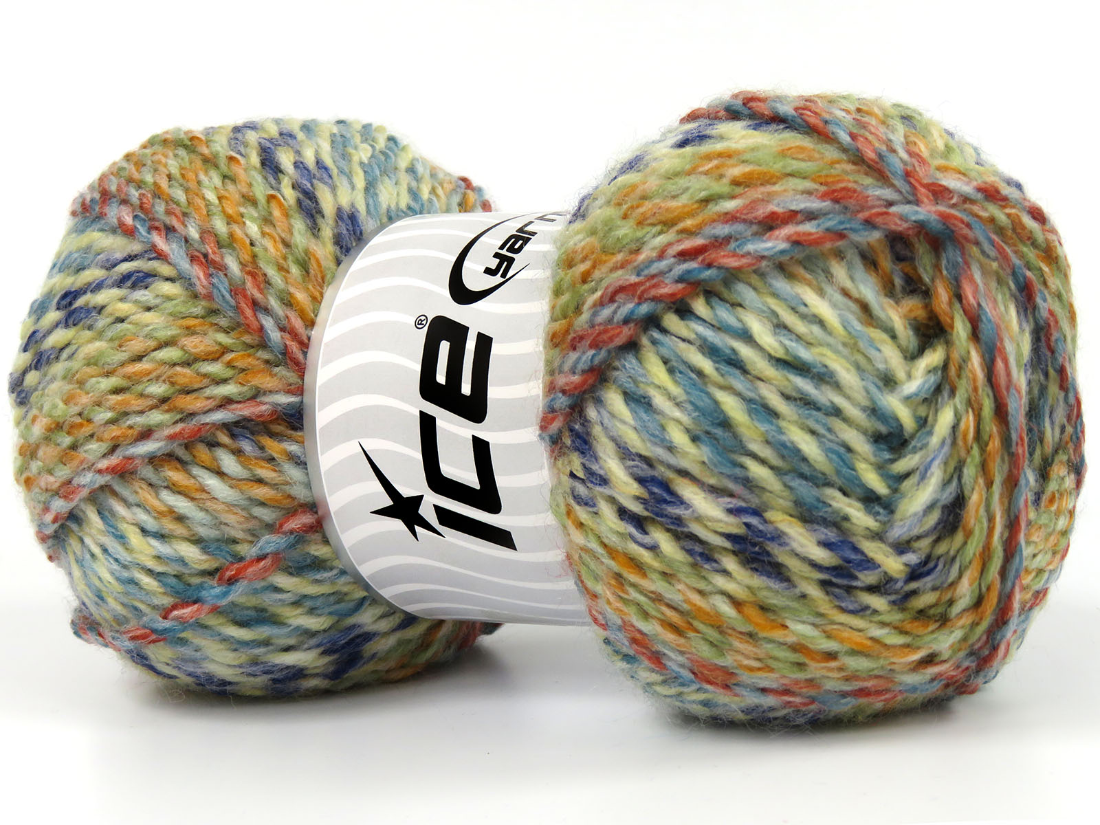 Groen|Blauw|Crème|Oranje|Turkoois Zelfstrepende Garens 4x100gr