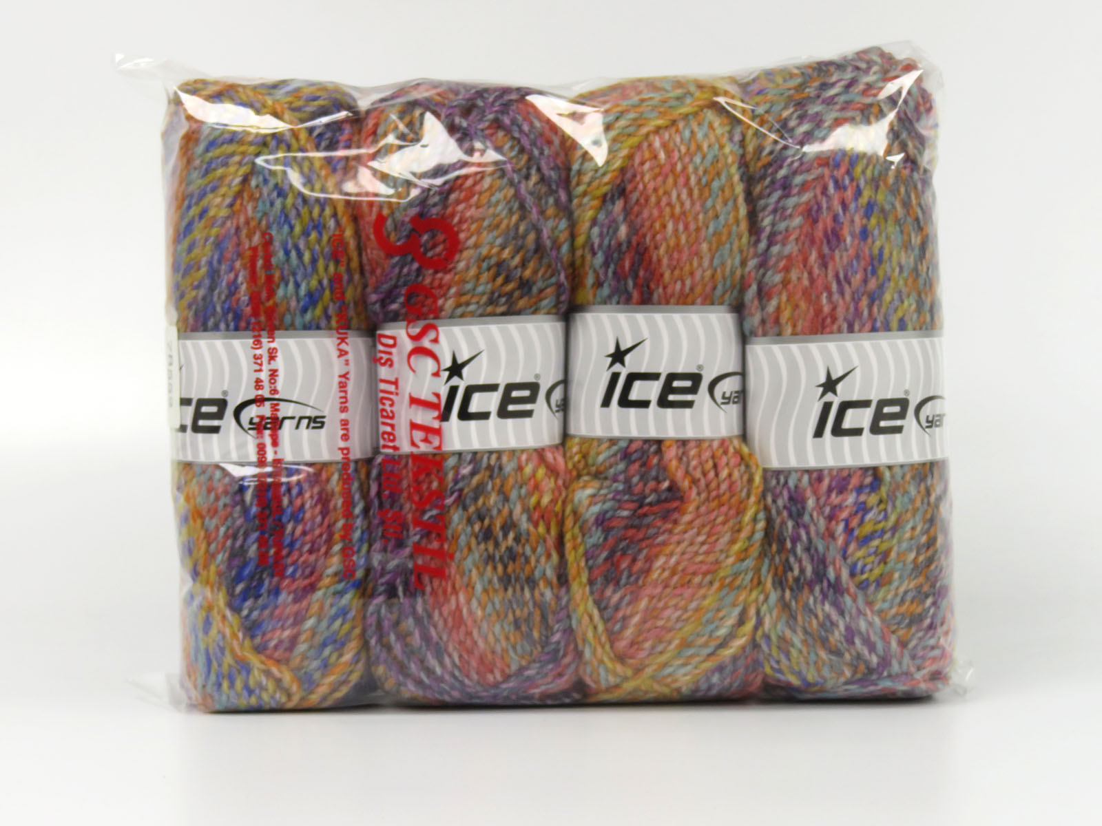 Groen|Blauw|Koper|Goud Tinten Zelfstrepende Garens 4x100gr