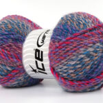 Rood|Lila|Turkoois|Licht Grijs Zelfstrepende Garens 4x100gr