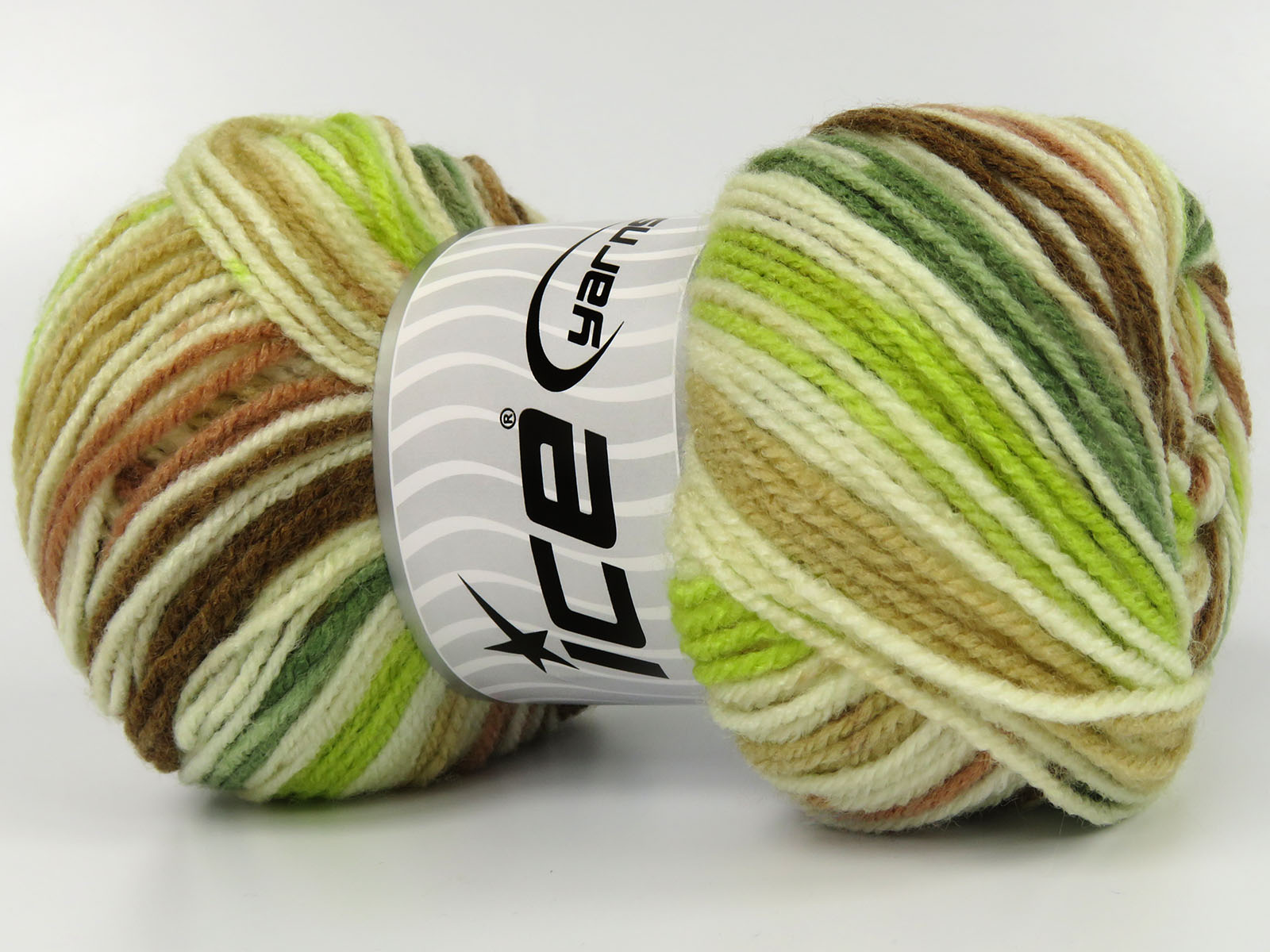 Crème|Bruin Tinten|Groen Tinten Zelfstrepende Garens 4x100gr