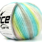 Groen|Turkoois|Geel|Licht Grijs|Baby Roze Zelfstrepende Garens 8x50gr