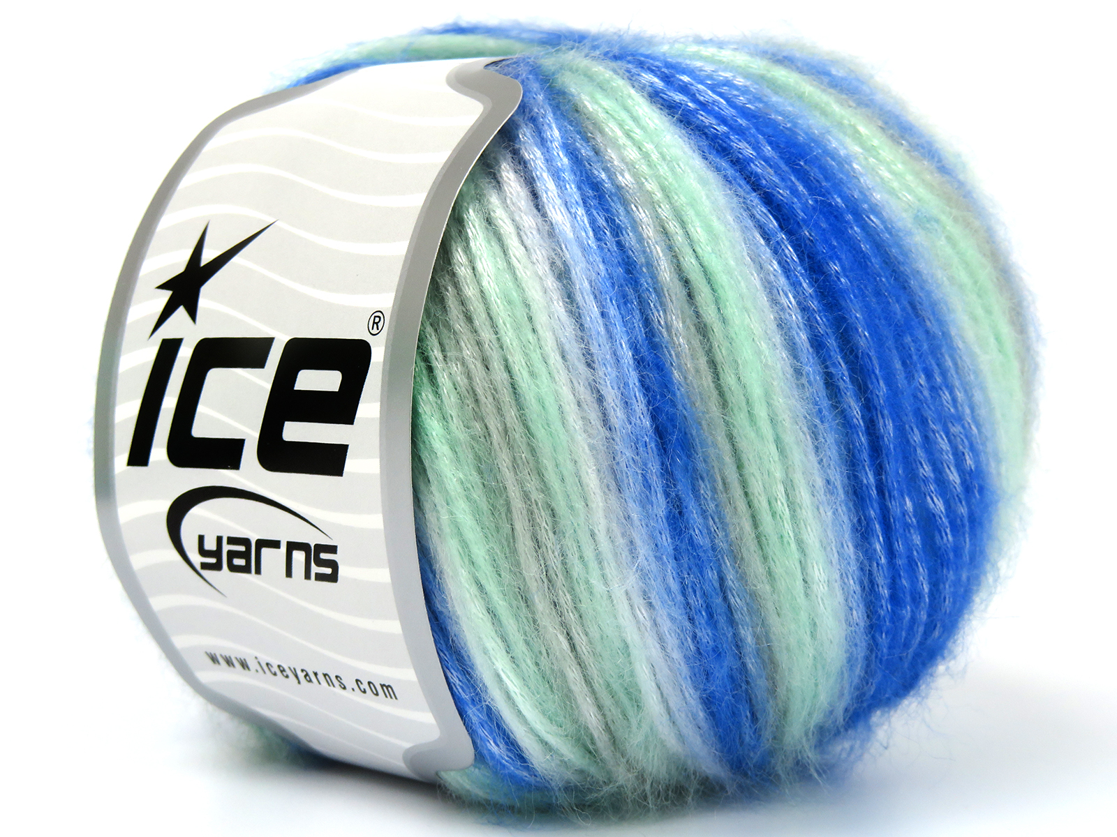 Ice Yarns Picasso Blauw|Wit|Licht Grijs|Mint Groen Zelfstrepende Garens 8x50gr