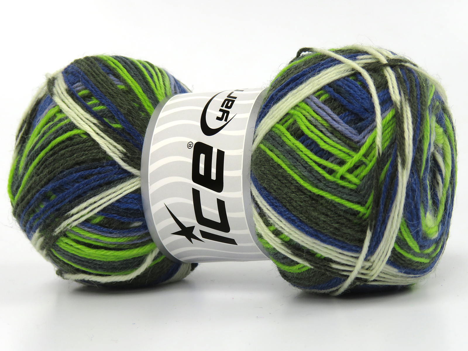 Crème|Marineblauw|Groen Tinten Sokkengarens 4x100gr