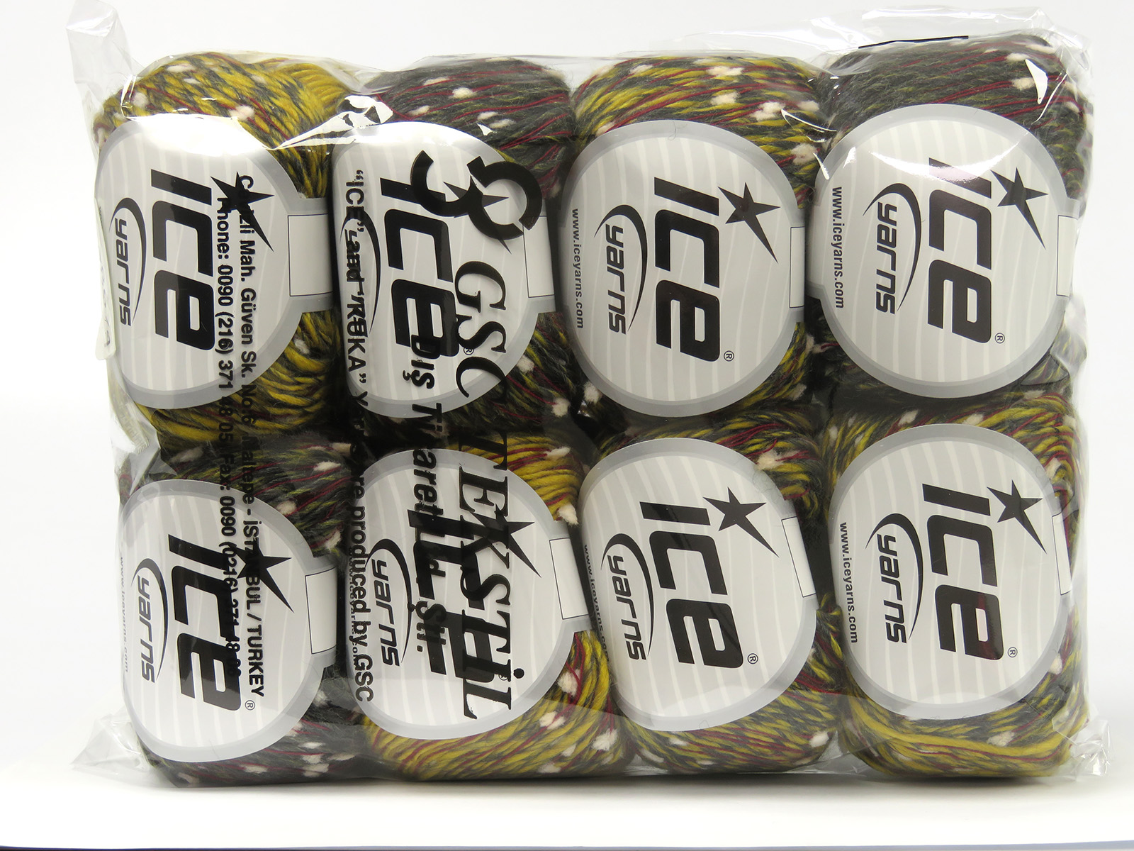 Wit|Rood|Goud|Donkergrijs Outlet Yarns 8x50gr
