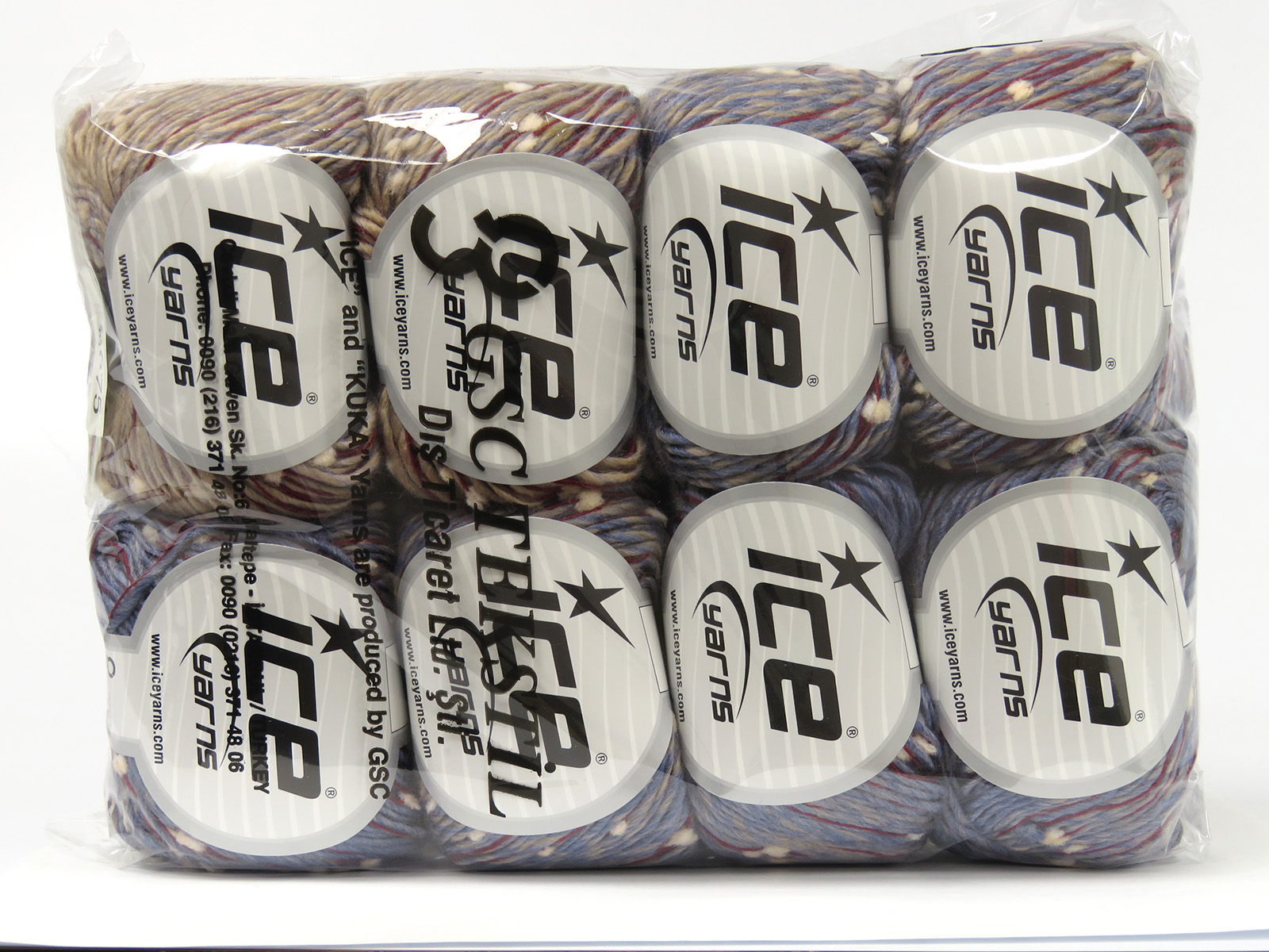 Rood|Beige|Jeans Blauw|Poederroze Outlet Yarns 8x50gr