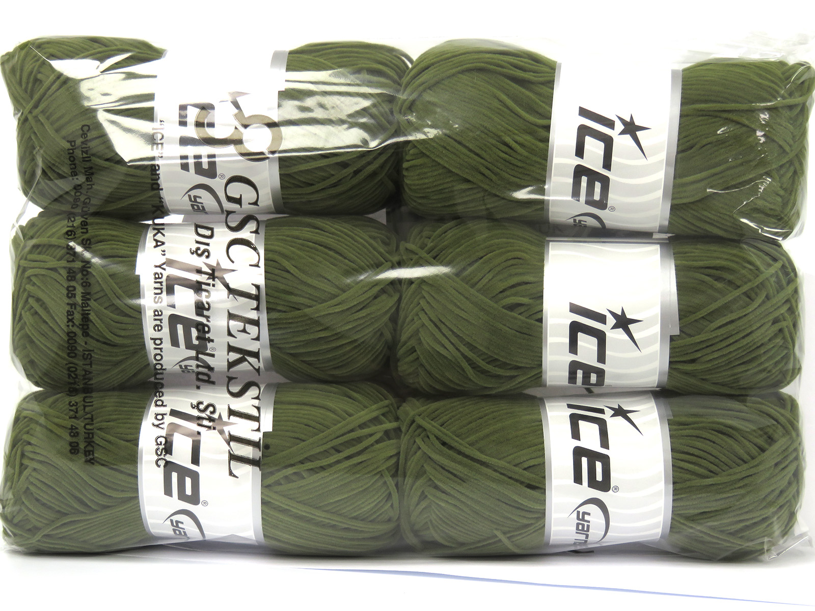 Khaki Chenille Yarns 6x50gr Pendikte 4mm