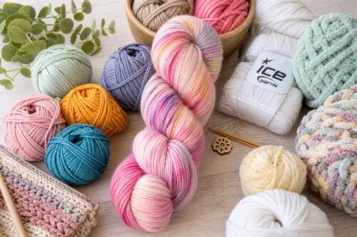 Verschillende kwaliteiten wol en garen van groothandel wol: merino, alpaca, katoen, chenille, sokkenwol en meer – perfect voor breien, haken én borduren, inclusief Ice Yarns.